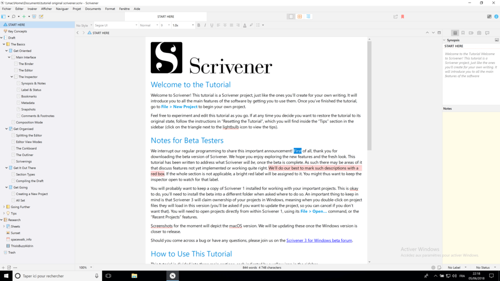 Scrivener 3 pour windows